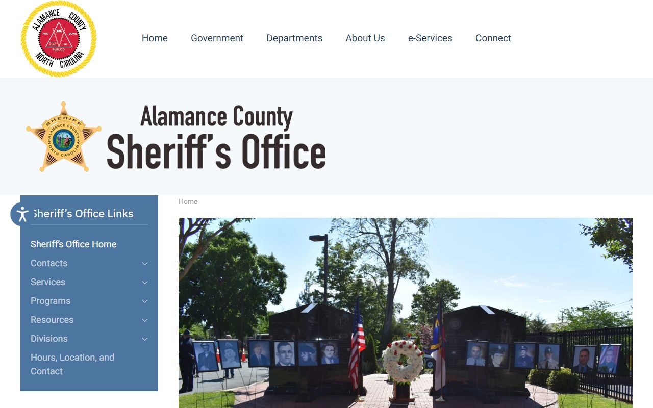 Alamance County Sheriff public records request page for released inmates