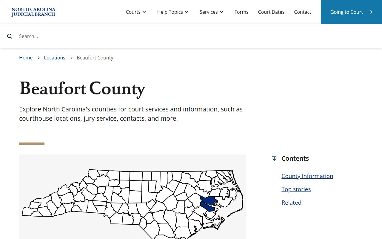 Beaufort County courts page for released inmates case records