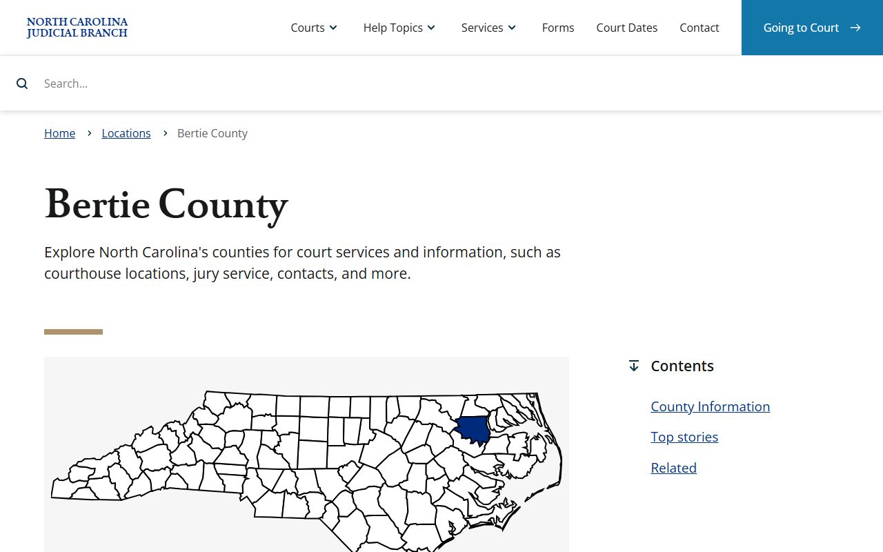 Bertie County courts page for released inmates records