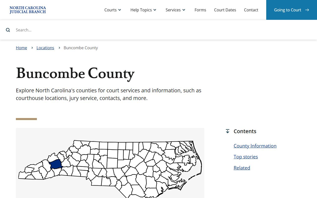 Buncombe County courts page for released inmates case records