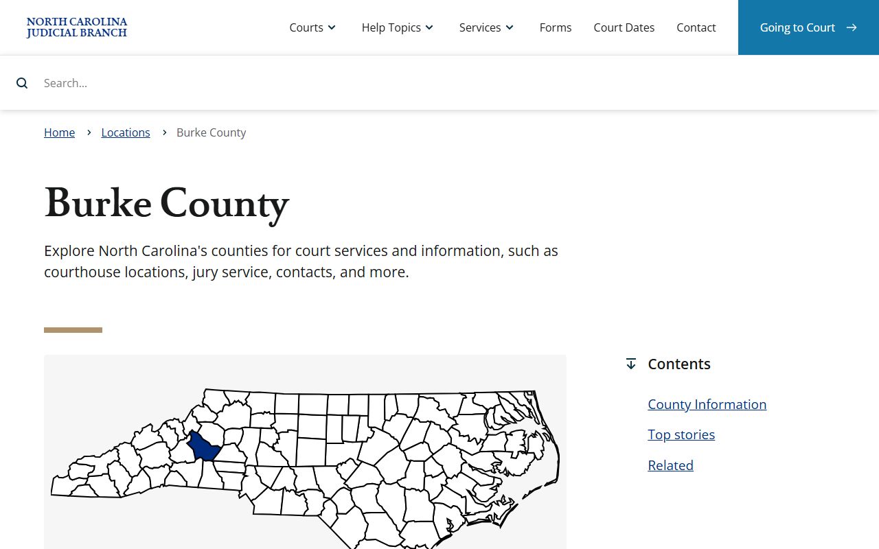 Burke County courts page for released inmates case information