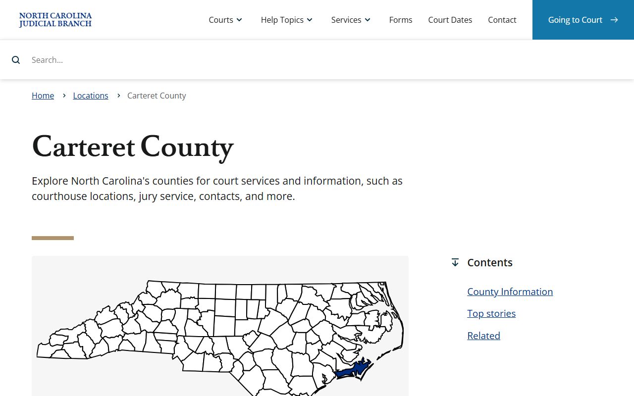 Carteret County courts and released inmates records