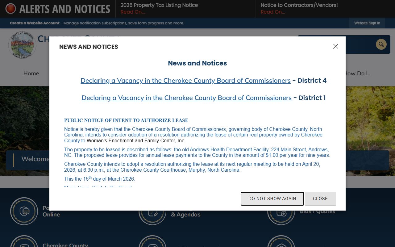 Cherokee County government website for released inmates information