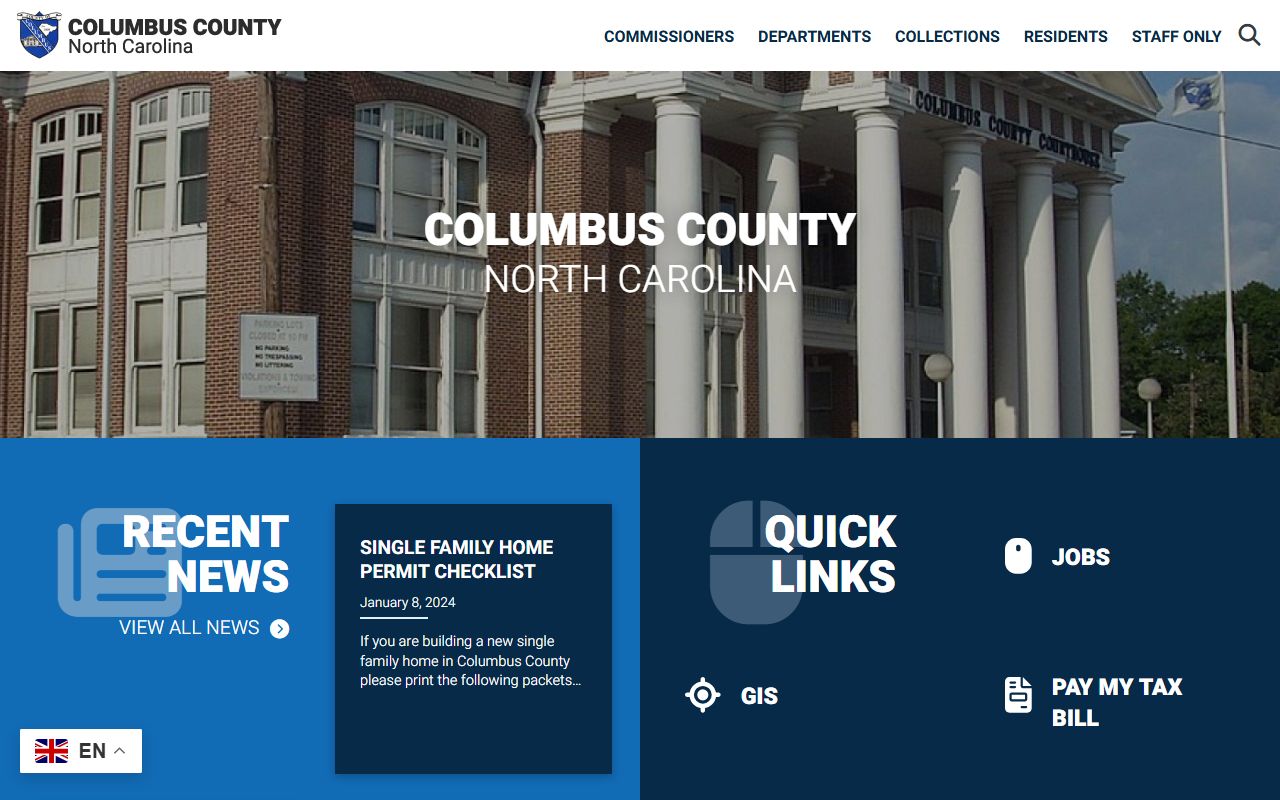 Columbus County government website for released inmates information