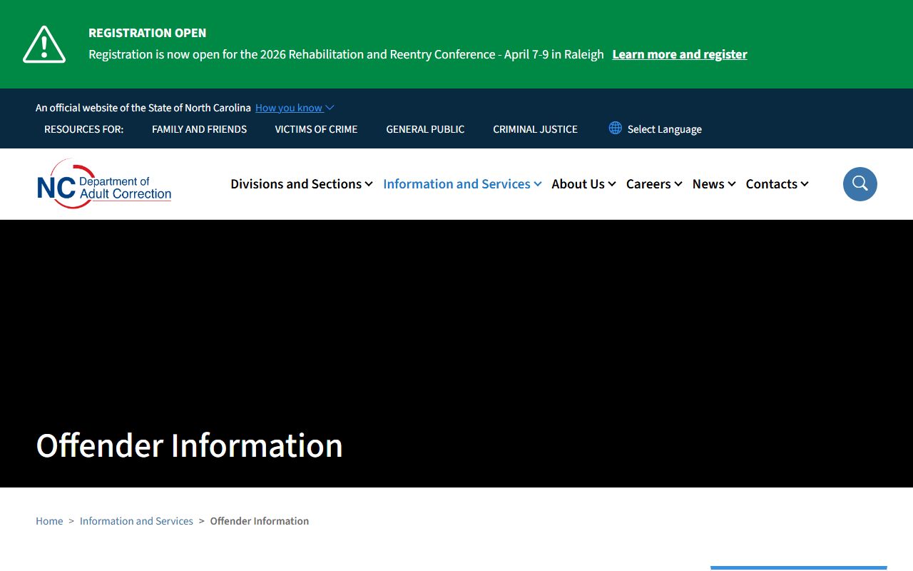 North Carolina released inmates offender search portal